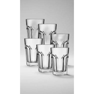 Imagem de Jogo 6 Copos Vidro Grosso 400ml Transparente - Congratulations Store