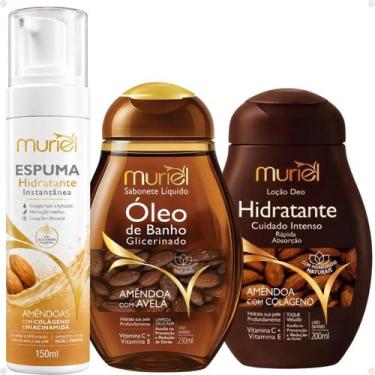 Imagem de Kit Muriel Amêndoa Com Colageno: Espuma Hidratante 150ml, Sabonete Líq