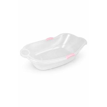 Imagem de Banheira Bebê 20L Translúcida com Válvula alça Rosa Micromax