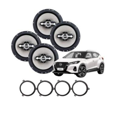 Imagem de COMP Kit Kicks Alto Falantes Automotivo 6" Quadriaxial 70W RMS + Aros 