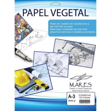 Imagem de Papel Vegetal A3 60/65G 297X420MM Caixa com 100 - Mares