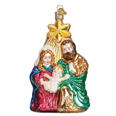 Imagem de Old World Christmas 10132 Presentes Espirituais Ornamentos de Vidro Soprados para Árvore de Natal Sagrada Família com Estrela
