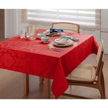 Imagem de Toalha de Mesa Glamour Jacquard Vermelho 6 Lugares 2,00 x 1,35 cm