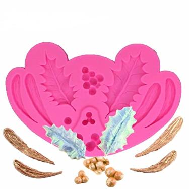 Imagem de Confeitaria dos moldes, F356 MOLDE DE SILICONE NATAL FOLHAS CONFEITARIA BISCUIT