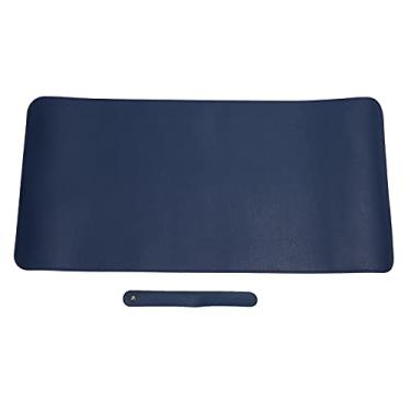 Imagem de Tapete de rato, tapete de rato multifuncional à prova d'água grande para escrivaninha para acessórios de laptop(Azul marinho + cortiça)