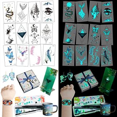 Imagem de Adesivos luminosos de resina para tatuagens temporárias de lua que brilham no escuro suprimentos para artesanato 37 folhas