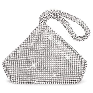 Imagem de Jian Ya Na Bolsa de mão feminina para madrinha de casamento e noite para formatura, coquetel, festa de casamento, noivado, Grande, prata