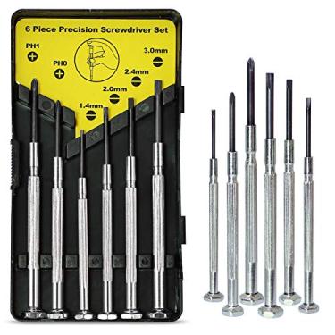 Imagem de Conjunto de mini chave de fenda com estojo, kit de chave de fenda de precisão com 6 chaves de fenda de ponta plana e Phillips, perfeito para reparo de joias, relógio e óculos.