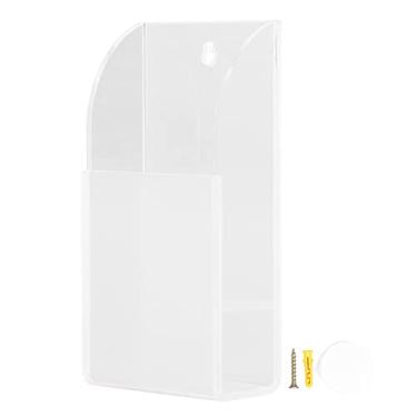 Imagem de suporte remoto de parede,Suporte de controle remoto, suporte de controle remoto acrílico simples montagem de parede organizador de mídia suporte transparente de cosméticos(1 grid)