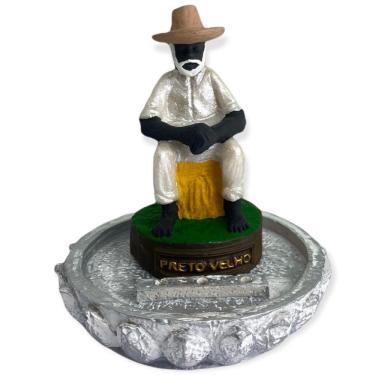 Imagem de Incensário Preto Velho 12cm 3 Varetas em Resina