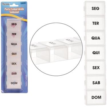 Imagem de Porta Comprimido Plástico Retangular Semanal 23X5X2,5CM