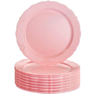 Imagem de Silver Spoons Coleção vintage elegante descartável, pratos de jantar, blush
