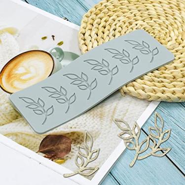 Imagem de Moldes de silicone Fondant Folhas tropicais Tapete de impressão de silicone Molde de pressão de pasta de goma para bolo Chocolate Cupcake Decoração de bolos Toppers Doces Biscoitos Resina Açucararia (D_19,6 x 6,7 x 0,3 cm)