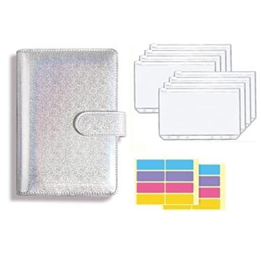 Imagem de A5 A6 Pasta de couro PU sistema de carteira de envelope de dinheiro com envelope de orçamento bolso de pasta para orçamento, lasca de glitter, A6