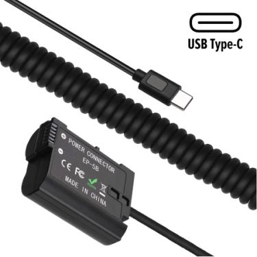 Imagem de Adaptador Dummy PD EP-5B Bateria Nikon EN-EL15 Espiral com Conector USB-C