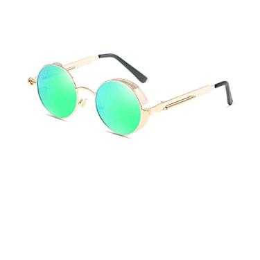 Imagem de Óculos de sol gótico clássico steampunk polarizado masculino feminino designer vintage redondo armação de metal óculos de sol UV400,7,C
