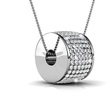 Imagem de Cate & Chloe Anabelle Colar cravejado banhado a ouro branco 18K com cristais, exclusivo crepúsculo brilho círculo conjunto de diamantes moda casamento aniversário declaração joias, cristal, Swarovski, Cristal, Swarovski