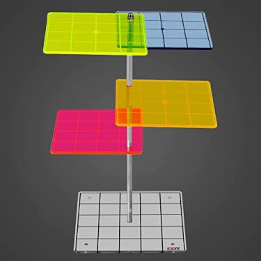 Imagem de Conjunto de elevação de combate 3D de acrílico colorido conectado por pilares de metal voando em miniatura com grade quadrada de 2,5 cm, ótimo espaço de jogo de guerra para D&D e outros RPG de mesa