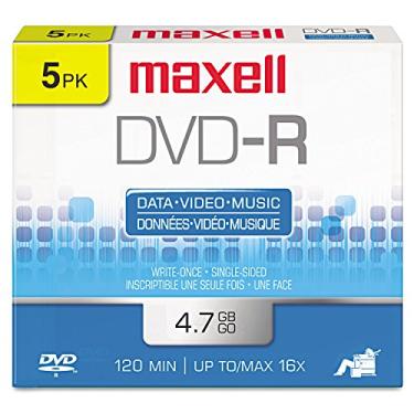 Imagem de Maxell 638002 DVD-R, 4,7 GB, 16x, com estojos de joias, ouro, pacote com 5