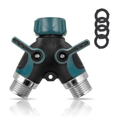 Imagem de Conector Y divisor de mangueira de 2 vias com pegador de borracha confortável e rotação de 360 ° superior de conexão rápida Mangueira de jardim Equipamento Válvula Desligada