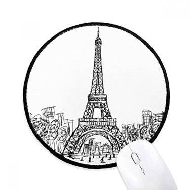 Imagem de DIYthinker Tapete de mouse quadrado Torre Eiffel França Paris desktop escritório tapete redondo para computador