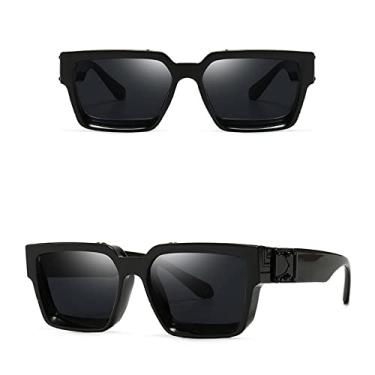 Imagem de Óculos de sol elegantes com espelho quadrado branco feminino, designer de moda, óculos de sol superdimensionados para senhoras, óculos de sol de viagem de verão, C1 preto cinza, tamanho único