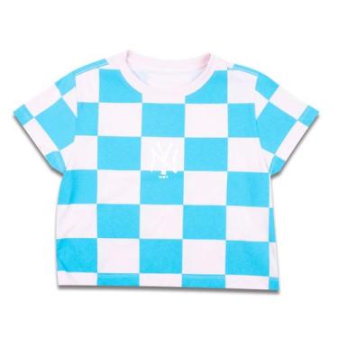 Imagem de Camiseta Feminina Cropped New York Yankees Mlb Energy Spirit Azul/Rosa