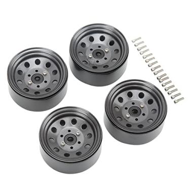 Imagem de Cubo de Roda RC, Fácil de Instalar, Boa Estabilidade, Cubo de Roda 4pcs RC Beadlock para Substituição (Cor de titânio)