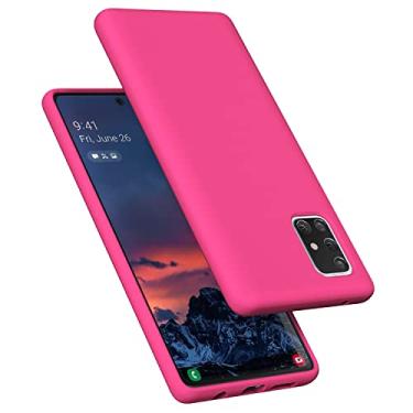 Imagem de E Segoi Projetada para Galaxy A71 5G, capa à prova de choque de borracha gel de silicone líquido, almofada de forro de pano de microfibra macia compatível com Galaxy A71 5G de 6,7 polegadas (rosa