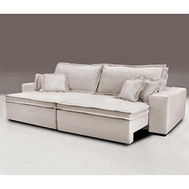 Imagem de Sofa Retrátil e Reclinável com Molas Cama Inbox Premium 3,12m tecido em linho Bege Claro