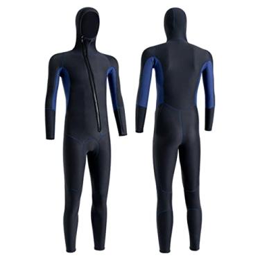 Imagem de Fatos molhados com capuz homens trajes de mergulho completos neoprene 3mm proteção UV maiô de mergulho com zíper frontal manga comprida maiô térmico de uma peça para mergulho surfe snorkeling natação, preto, P