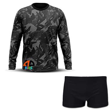 Imagem de Conjunto Infantil Menino Proteção UV - Camiseta e Sunga Boxer 0 a 16 Anos Camuflado Bope (16)