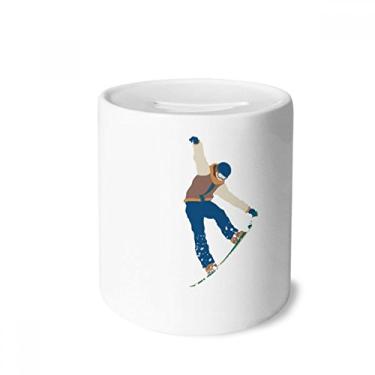 Imagem de DIYthinker Caixa de moedas de cerâmica para esportes de inverno com ilustração de salto, porta-moedas para presente