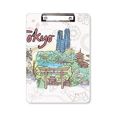 Imagem de Pintada à mão, Cidade Japão, Quintal Tóquio, Pasta, Bloco de Escrita Placa de Apoio A4