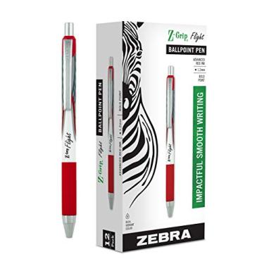 Imagem de Zebra Pen Caneta esferográfica retrátil Z-Grip, ponta ousada, 1,2 mm, tinta vermelha, 12 unidades