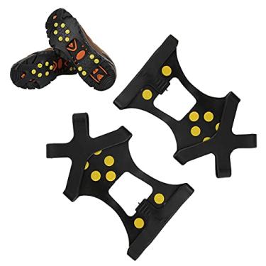 Imagem de 01 Capa para sapatos de escalada de inverno com 10 pinos, espigões duráveis para mulheres para montanhismo, esqui para pesca no gelo (10 dentes de crampons antiderrapante [Tamanho G])