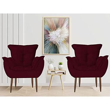 Imagem de Kit 2 Poltrona Decorativa Perola Quarto, Sala, Recepção, Área Gourmet Suede Bordo