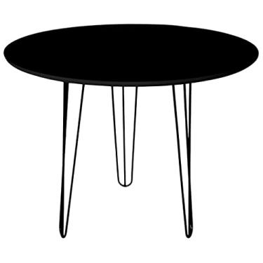 Imagem de Mesa Jantar Redonda 60cm 3 Pés Triplo Hairpin 1/4 Metal (Preto)