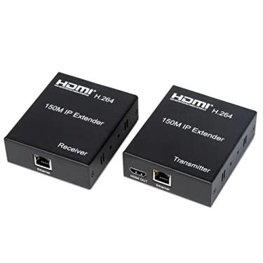 Imagem de MOOKEENONE Extensor HDMI IP de 150 m, repetidor HDMI HD HDMI Extensor de rede RJ45 CAT5e CAT6 Ethernet divisor suporta laptop, DVD TV