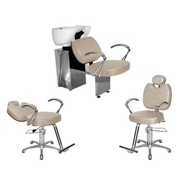 Imagem de Kit Salão Topázio 1 Cad Fixa + 1 Recl Base Estrela + Lavatório BrancoPér