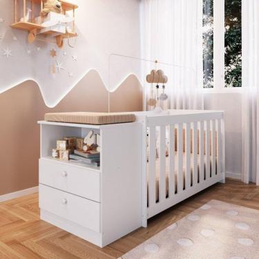 Imagem de Conjunto para Quarto de Bebê com Berço e Cômoda Aconchego Completa Móveis Branco