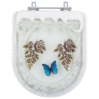 Imagem de Assento Sanitário Tampa de Vaso Vogue Plus Branco Decorado com Borboleta