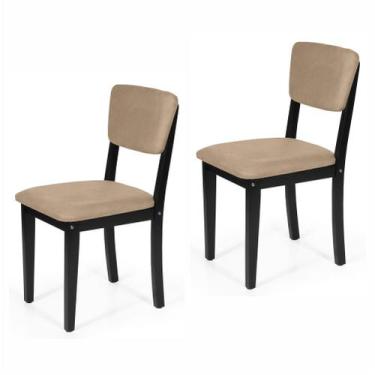 Imagem de Conjunto 2 Cadeiras De Jantar Estofada Em Madeira Maciça Ella Preto/Ma