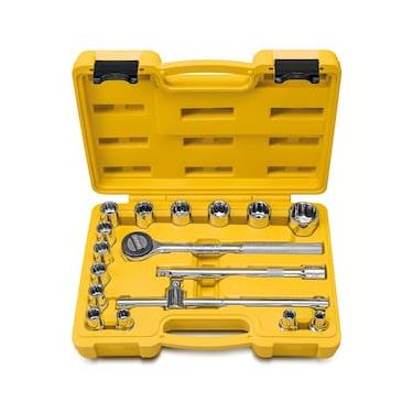 Imagem de Jogo de Soquetes Estriados Tramontina 17 Peças com Encaixe de 1/2"