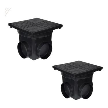 Imagem de Kit 2 Caixa De Passagem E Inspeção De Esgoto Preta