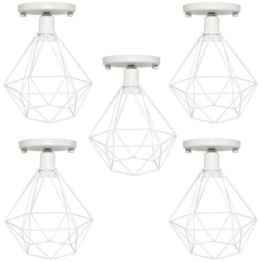 Imagem de 5 Lustres Teto Plafon Industrial Aramado Diamante Retrô Luminária Sobrepor Vintage Agp Ilumini