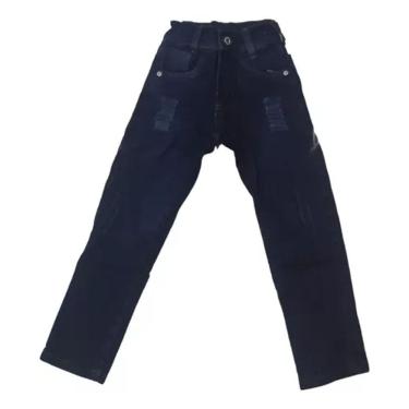 Imagem de Calça Jeans Infantil Menino Juvenil Masculina riscadinha  Lycra 2 a 8 anos