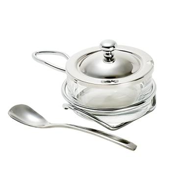 Imagem de QUEIJEIRA DE VIDRO E PRATA C/COLHER E SUPORTE ITALY 16X10X8cm