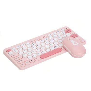 Imagem de Combinação de Mini Teclado e Mouse Sem Fio, Teclas Redondas Coloridas e Elegantes, Conjunto de Mouse e Teclado para Laptop, Design Ergonômico, Ratos de Teclado Bonitos para OS X,