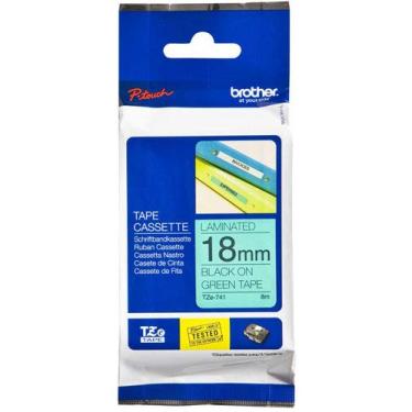 Imagem de Fita Rotulador Brother TZE-741 18mm Preto/Verde